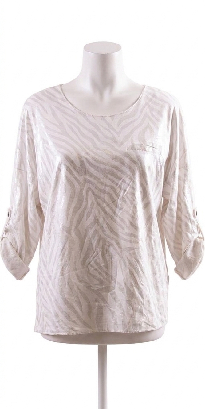 NEW GIGI MODA amy metallic zebra sweater in cream